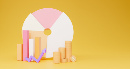 Poster - Financial markets and stocks concept, 3d illustration, collage, copy space
