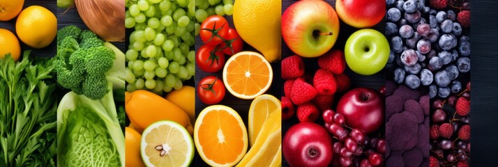 Poster - Collage of different fruits and berries