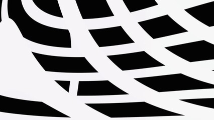 Poster - Animation of black and white geometric curvy lines pattern background.