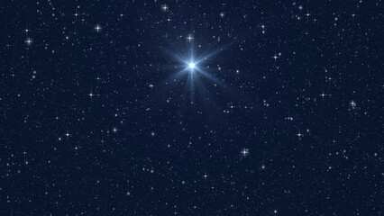 Poster - Star of Jesus against the background of the starry blue sky and snow