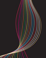 Poster - abstract luxury colorful wavy flowing dynamic curve lines isolated on black background. digital futu