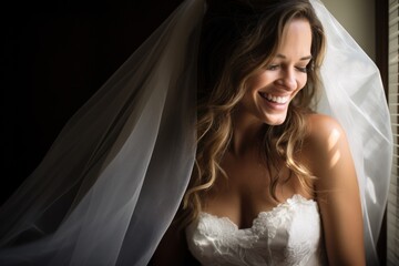 Wall Mural - Happy bride in wedding dress, wedding