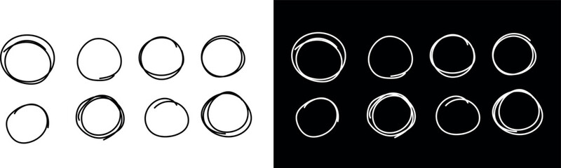 Leinwandbilder - Hand drawn circle line sketch set. Doodle round circles frames for message or note. Sketch bubble. Round circle illustration