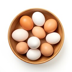 Wall Mural - bowl of eggs - isolated on white background (Generative AI)