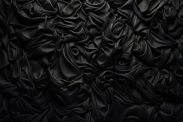 Poster - A close-up view of a black fabric texture. This image can be used as a background or as a texture overlay in various design projects.
