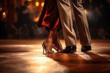 Poster - A picture of a man and a woman dancing on a dance floor. Suitable for various themes and concepts related to dance, romance, nightlife, and entertainment.