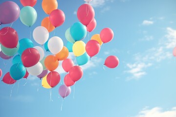 Poster - Colorful balloons floating in the air, creating a cheerful and vibrant atmosphere. Perfect for celebrations and festive occasions.
