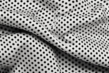 Poster - A black and white fabric with a polka dot print. This versatile fabric can be used for various projects and adds a classic touch to any design.