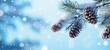 Christmas card with snow and pine cone