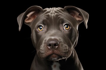 Poster - A close-up view of a dog's face against a black background. This image can be used to convey emotions, loyalty, or as a representation of pets and animals. Ideal for pet-related websites, blogs, or pr