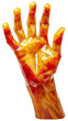 Low poly style orange crystal hand. Transparent background.
