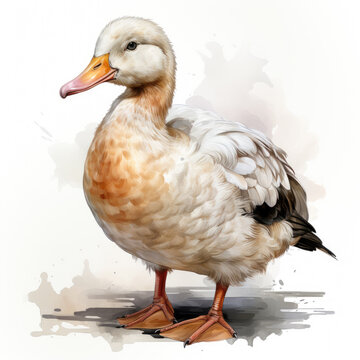 watercolor Duck clipart, Generative Ai