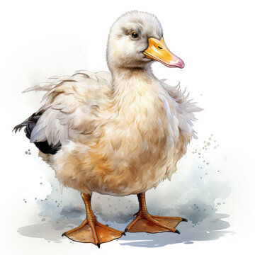 watercolor Duck clipart, Generative Ai