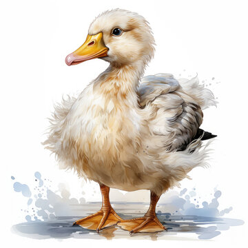 watercolor Duck clipart, Generative Ai