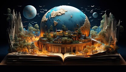 Wall Mural - In this book's fantasy world, reading ignites boundless creativity and education blends with imagination, forging a realm of enchantment