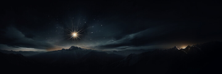 Wall Mural - The star shines over the manger of Christmas of Jesus Christ