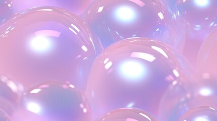 Wall Mural - mix sizes iridescent pastel purple 3d spheres, Seamless background