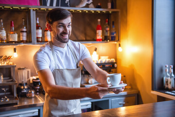 Wall Mural - Handsome barista working