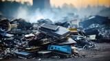 Fototapeta  - Piles of Electronic Waste in a Landfill