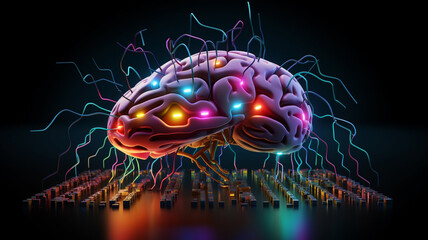 Wall Mural - human brain with artificial intelligence