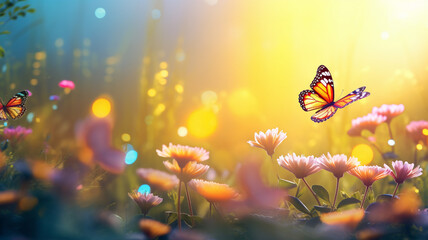 Wall Mural - butterfly and flower, nature, beauty and nature concept