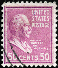 Wall Mural - US President William Howard Taft on vintage postage stamp