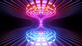 Fototapeta Do przedpokoju - 3d render. Abstract futuristic neon background. Holographic linear shape glowing inside the virtual cyber space. Ultraviolet wallpaper