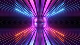Fototapeta Do przedpokoju - 3d render. Abstract futuristic neon background. Rounded red blue lines, glowing in the dark. Ultraviolet spectrum. Cyber space. Minimalist wallpaper.