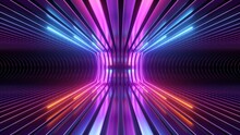 3d Render. Abstract Futuristic Neon Background. Rounded Red Blue Lines, Glowing In The Dark. Ultraviolet Spectrum. Cyber Space. Minimalist Wallpaper.