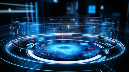 A holographic interface showcasing advanced technology and innovation