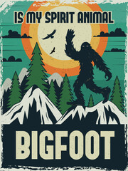 Wall Mural - Bigfoot. Print design template with picture of bigfoot recent vector poster