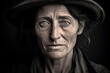 Resilient Wrinkles. A Close-Up Portrait of a 1930s Working-Class Woman, Her Wrinkles Tell a Story of Strength and Determination. 
