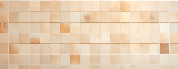 Sticker - mosaic of beige ceramic tiles, bathroom interior. Generative Ai