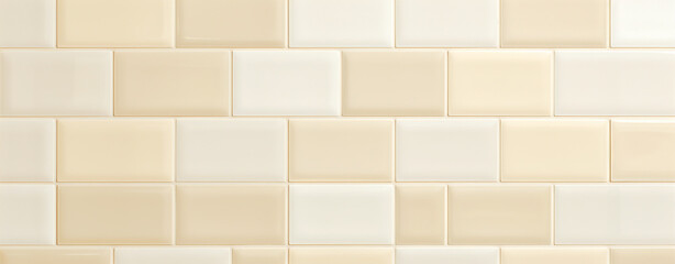 Sticker - Beige ceramic tiles bathroom interior, wallpaper . Generative Ai