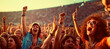 Nostalgic Rock Revival. A 1970s Classic Rock Concert, Energetic Crowd, and Summer Festival Vibes. Iconic Music Moments