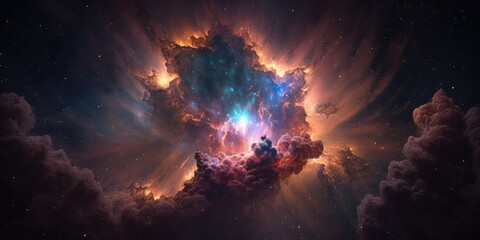 Wall Mural - colorful space galaxy cloud nebula. stary night cosmos. universe science astronomy. big bang explosi