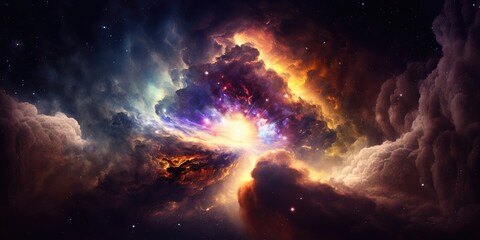 Wall Mural - colorful space galaxy cloud nebula. stary night cosmos. universe science astronomy. big bang explosi