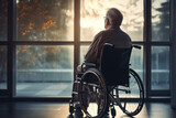 Fototapeta  - old man sitting in a wheelchair