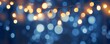 holiday illumination and decoration concept, Christmas garland bokeh lights over dark blue background.