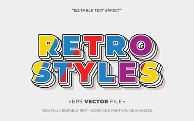 Poster - Retro Styles editable colorful text effect template vector 