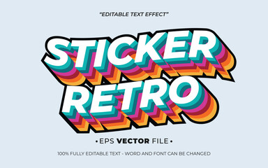 Poster - Sticker Retro editable text effect template vector 