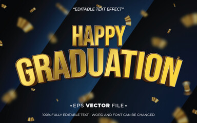 Poster - happy graduation text effect editable vector template