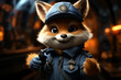 AI generate A confident fox dressed as a police officer wearing