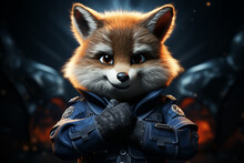AI Generate A Confident Fox Dressed As A Police Officer Wearing