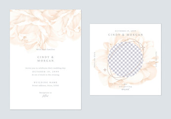 Wall Mural - white minimalist jasminum sambac flowers wedding invitation