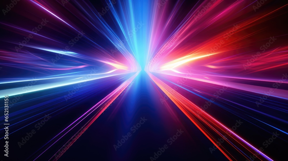 Abstract neon background speed effect, AI generated Image