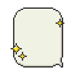 Fototapete - Retro game pixel dialogue box with stars. Speech bubble for card, social media, banner. Vector 8-bit retro style illustration in the mood of 90's aesthetics. 