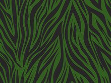 Juicy Tropical Seamless Pattern. Exotic Vector Print. Green And Black Foliage. Luxurious Botanical Background. Abstract Animalistic Print. Modern Design Of Fabric, Packaging, Spa, Beauty.