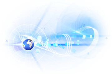 Poster - digital png illustration of globe with scopes scanning on transparent background