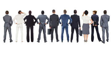 Poster - Digital png photo of diverse business people looking up on transparent background